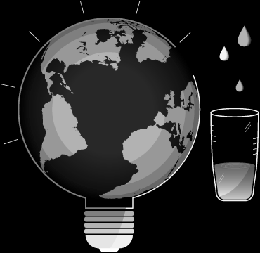 graphic of planet earth with light bulb to symbolize environmental impact through charities and ngos